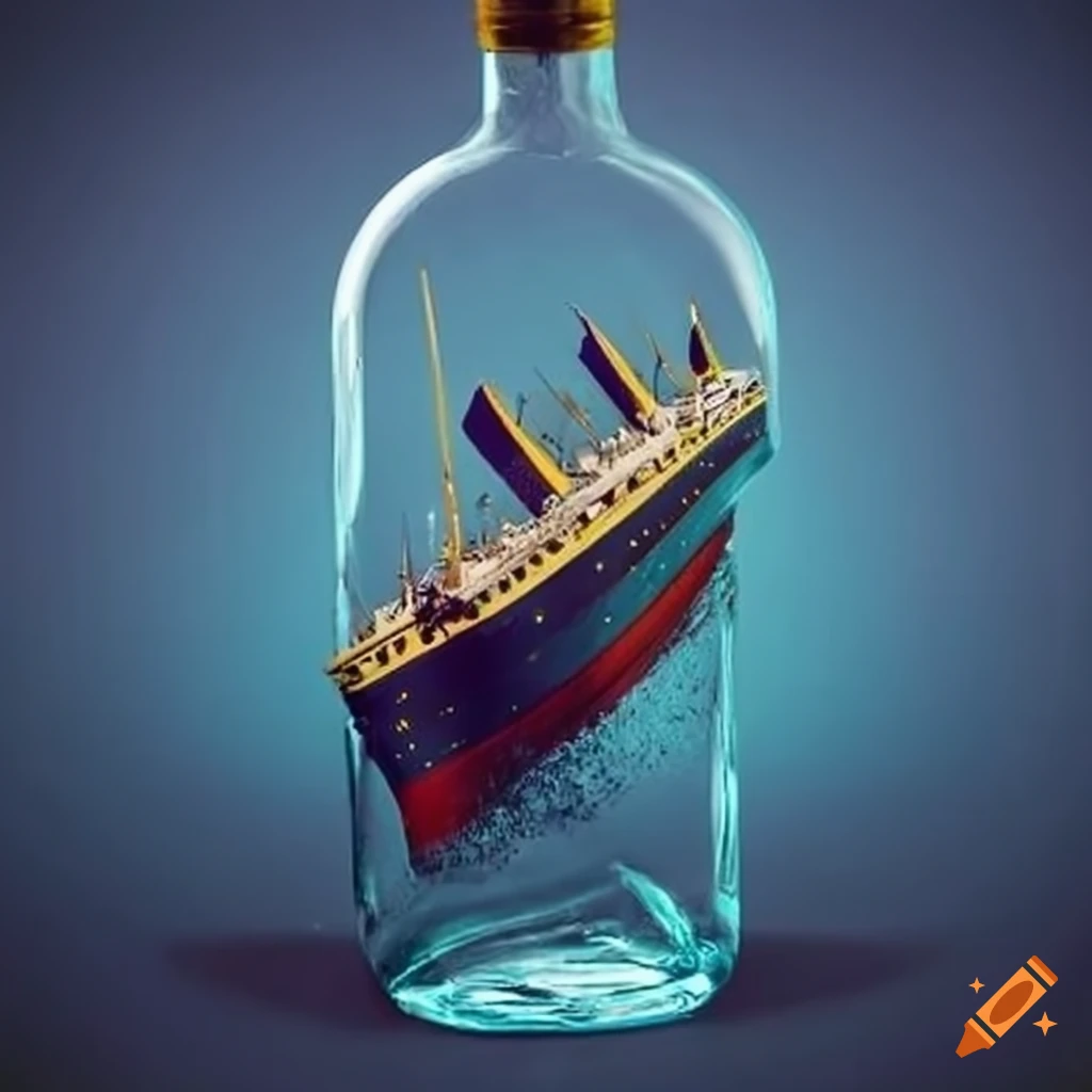 Titanic ship in a bottle on Craiyon