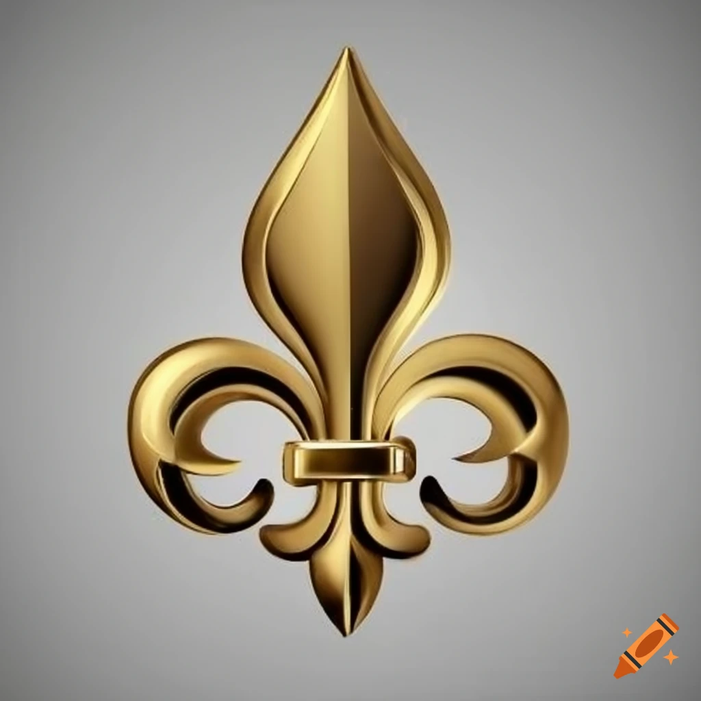 Golden fleur de lys elegant ornament on white background