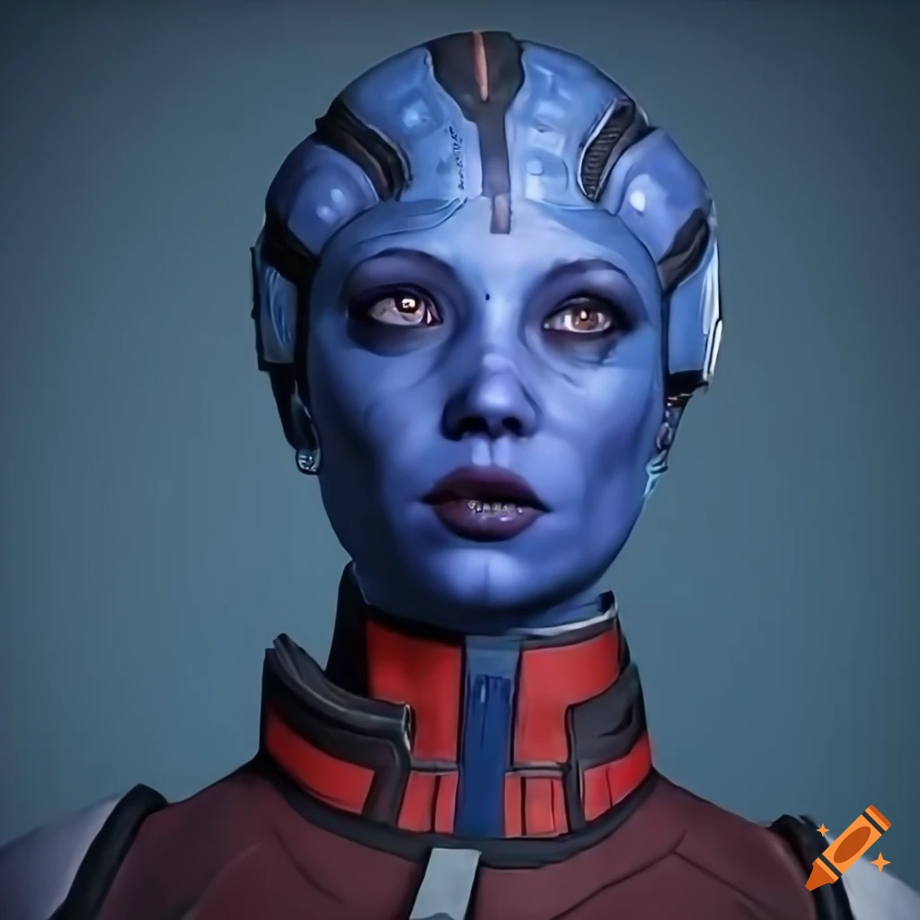Portrait Of Asari Girl From Mass Effect With Blue Skin And Caucasian Features On Craiyon 