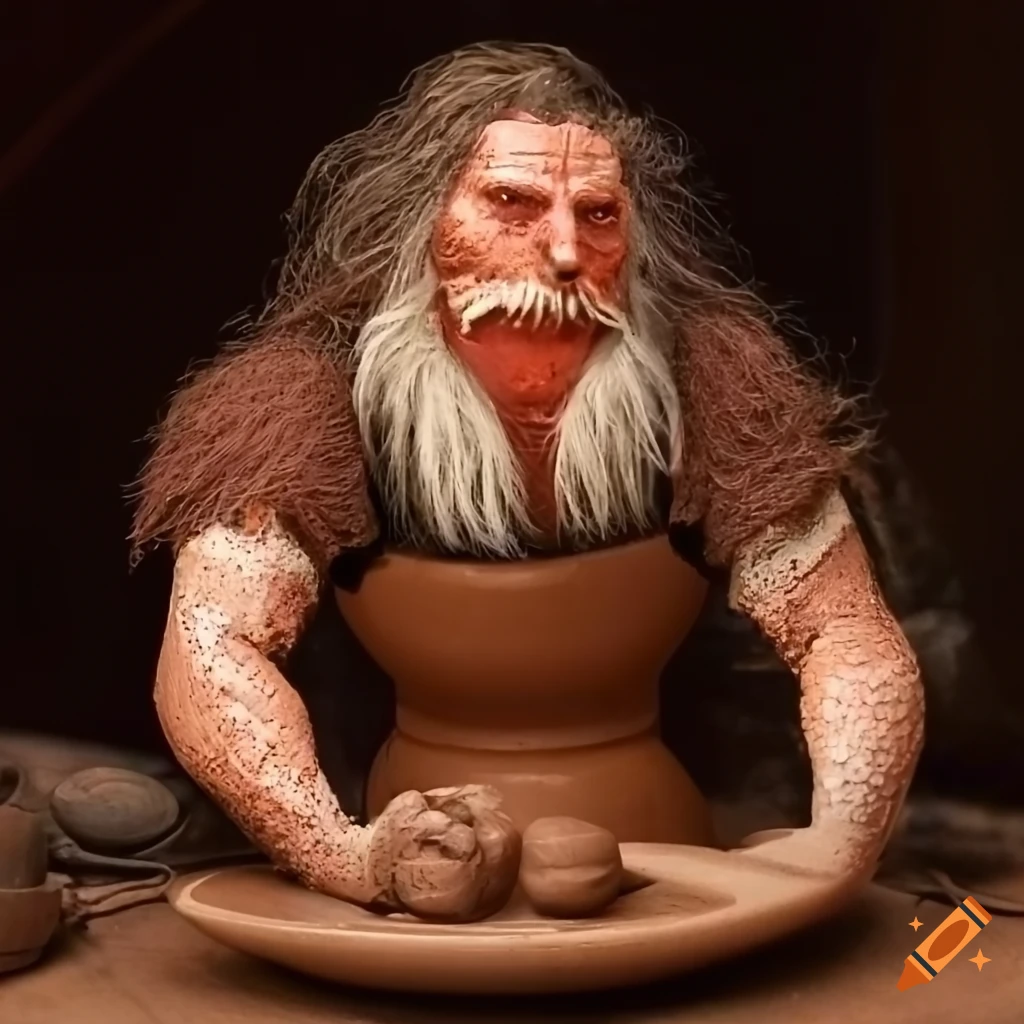 Artisan potter working clay at a pottery wheel