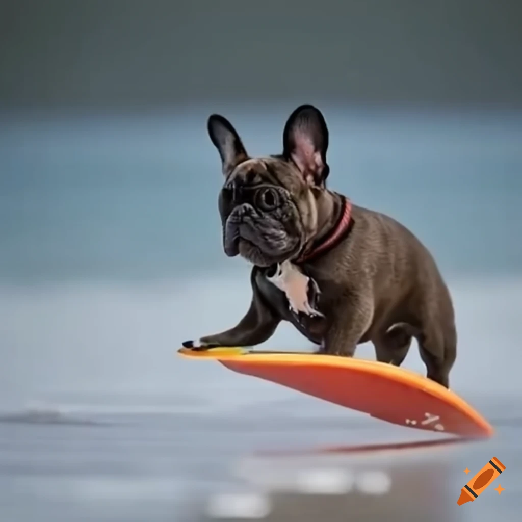 French bulldog surfing on Craiyon
