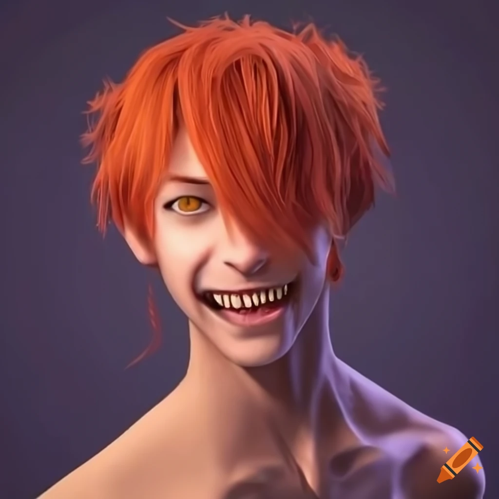 Male prankster demon with red hair at school