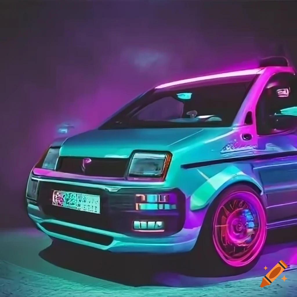 Cyberpunk fiat panda car on Craiyon