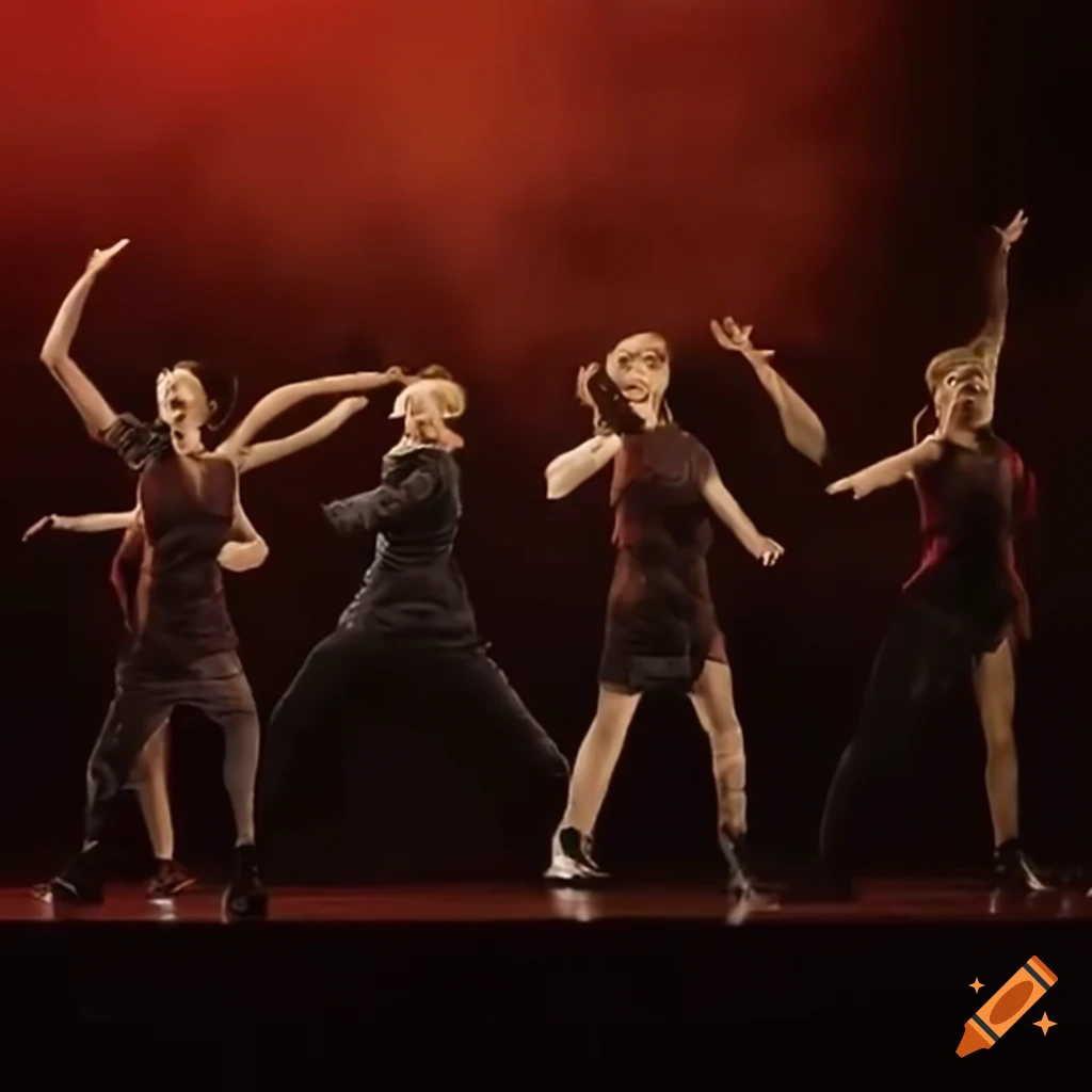 Ensemble tap dance number in a musical adaptation of the hunger games on Craiyon