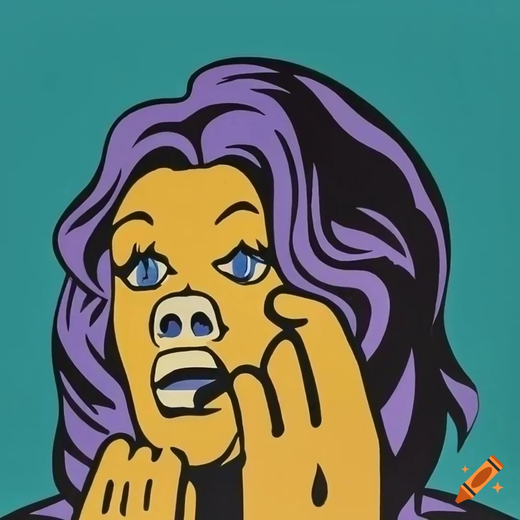 Bigfoot peaceful movie poster in 1980s Roy Lichtenstein pop art style