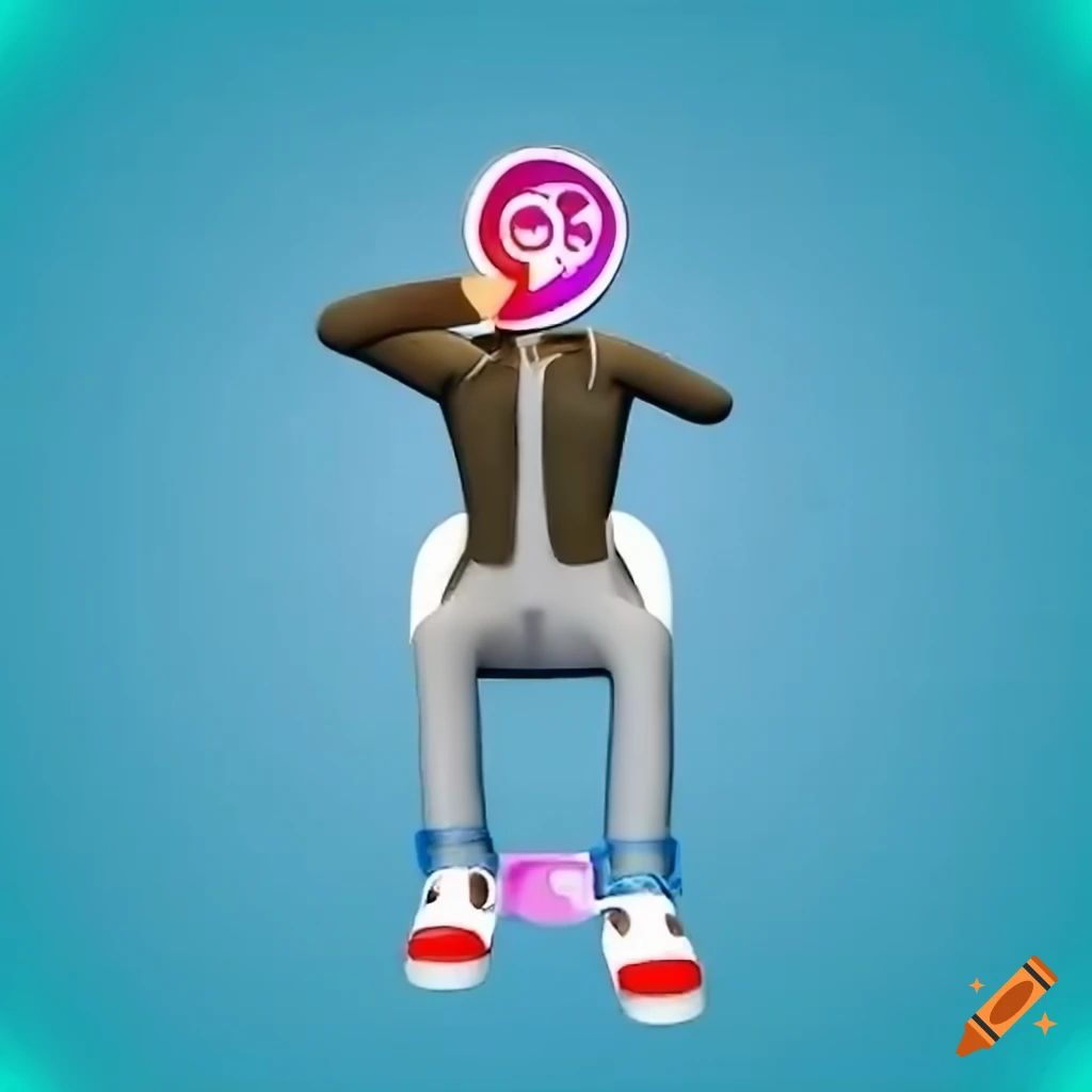 3D illustration of an animated character sitting on top of a social media logo