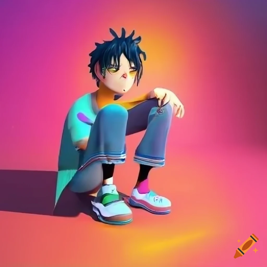 3D illustration of animated character sitting on top of Instagram logo
