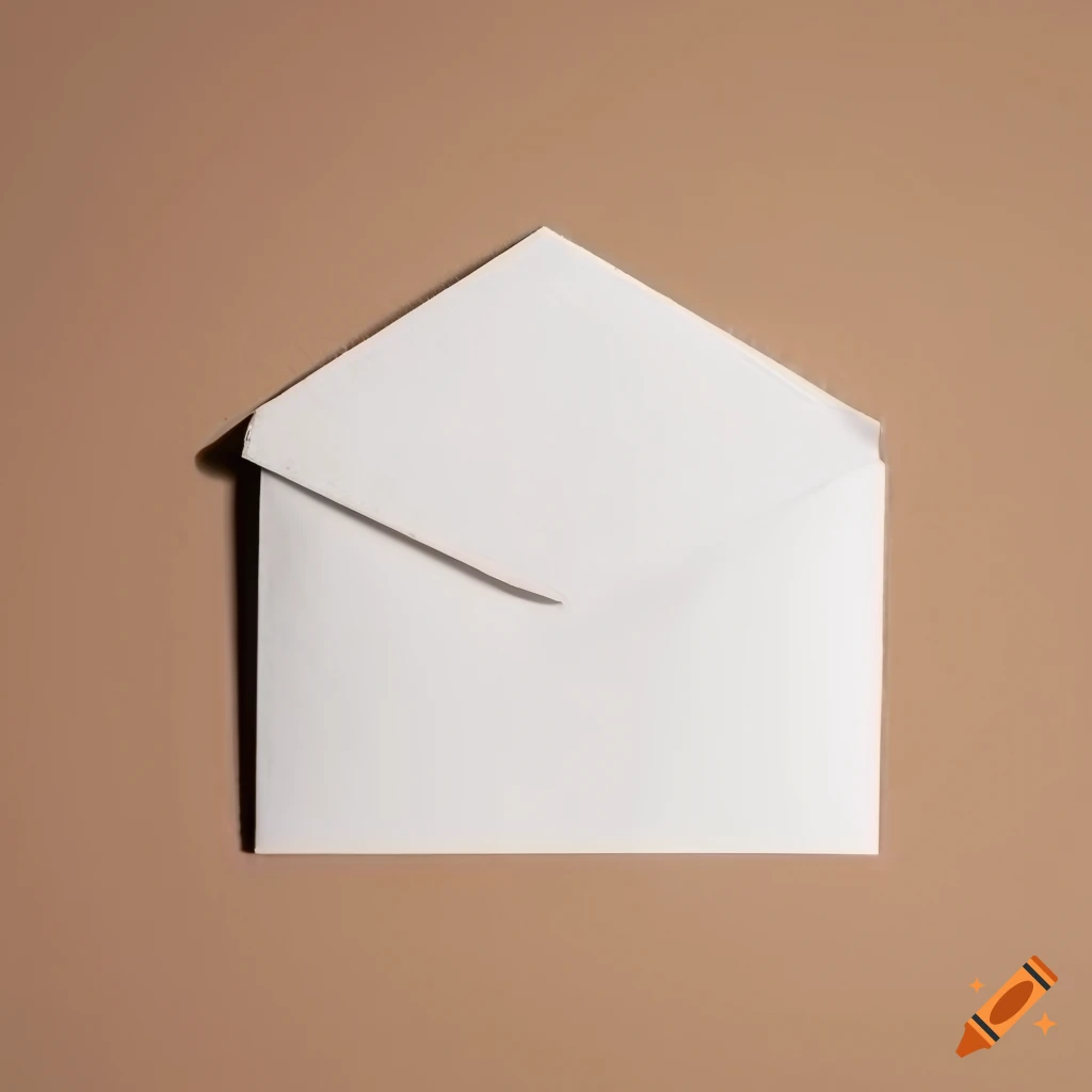 White envelope on off-white beige background with focused sunlight on seal and stamp