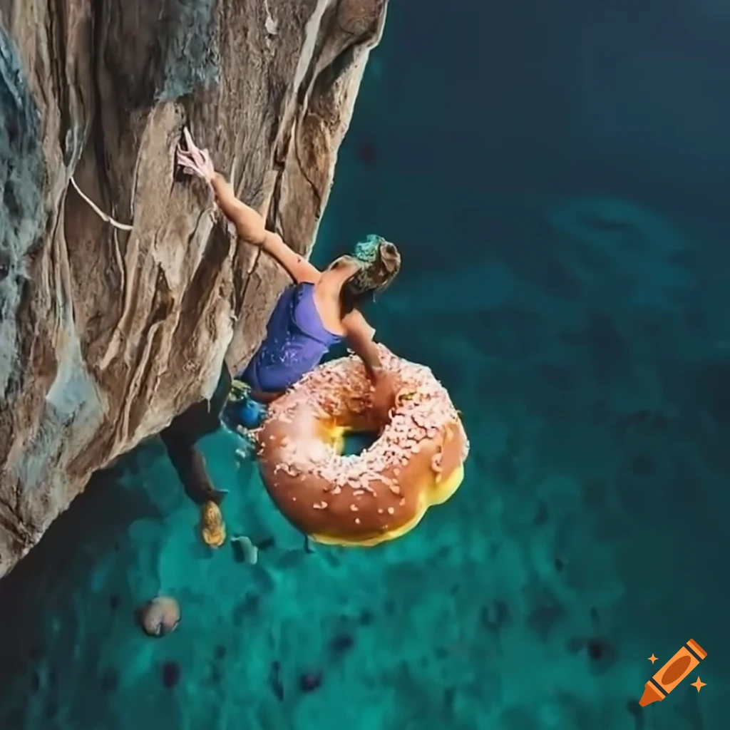 Rock climbing above a sea of donuts