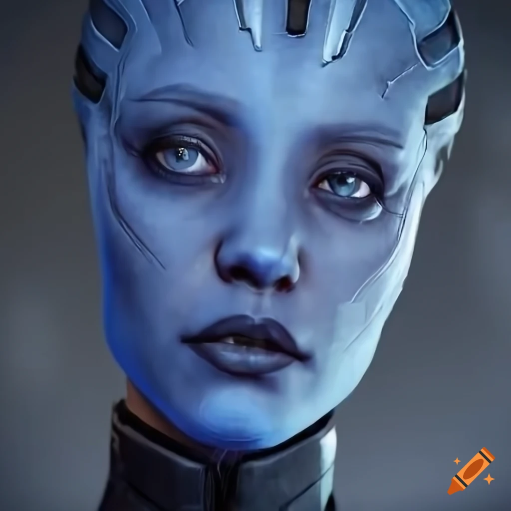 Portrait Of Asari Girl From Mass Effect With Blue Skin And Caucasian Features On Craiyon 