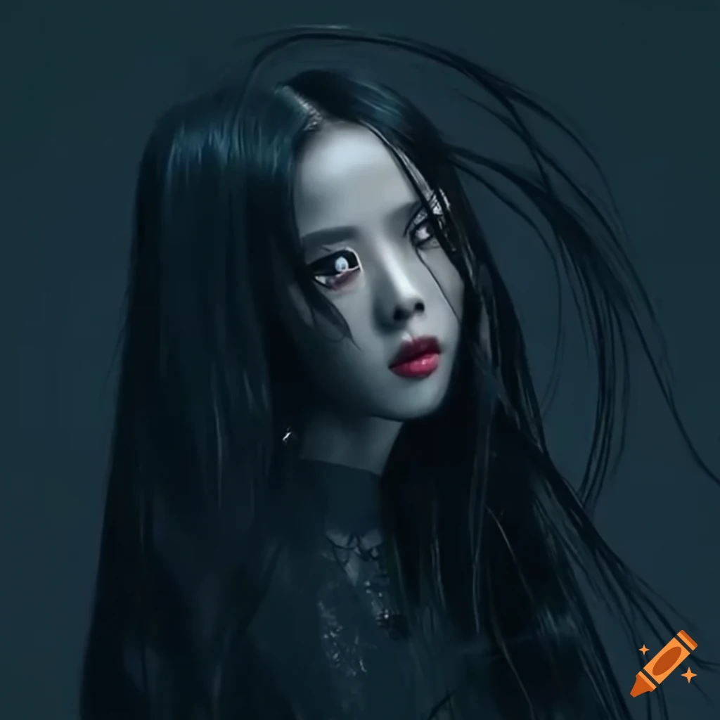 Jisoo in a gloomy and creepy style