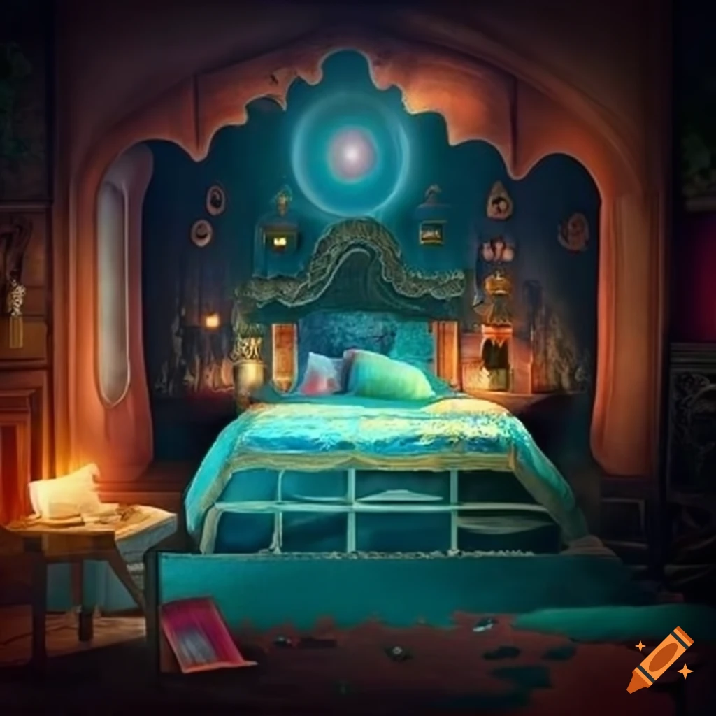 Small bedroom in a magical fantasy house on Craiyon