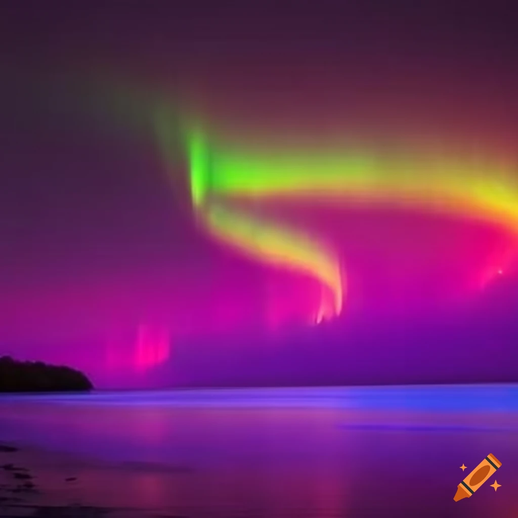 Pink and yellow neon aurora lights