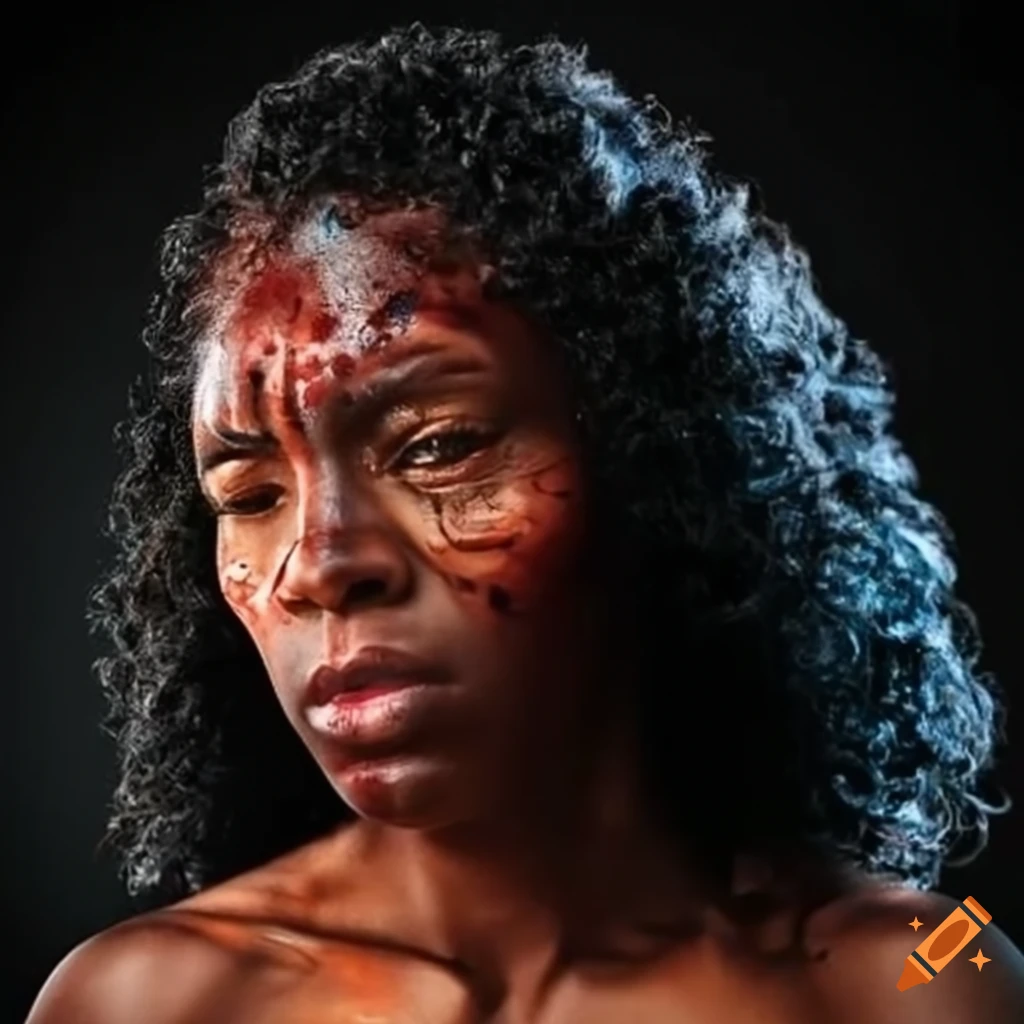 Brave fighter with bruises showing determination and strength