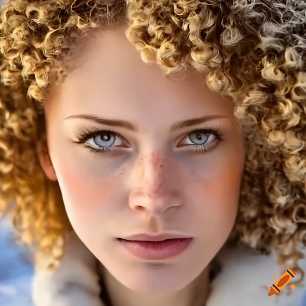 Close up portrait of a blond female dutch speedskater in a winter