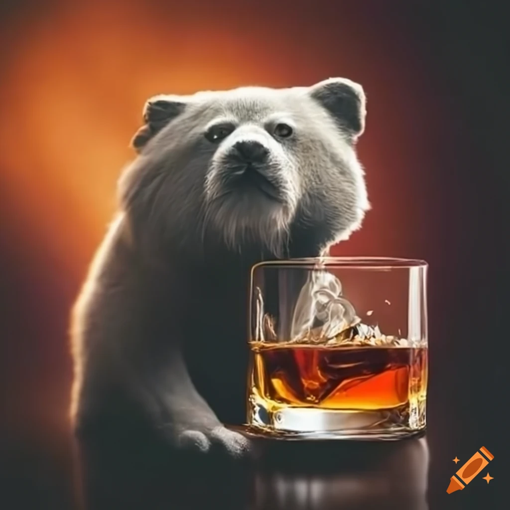 Animals enjoying a drink and a smoke