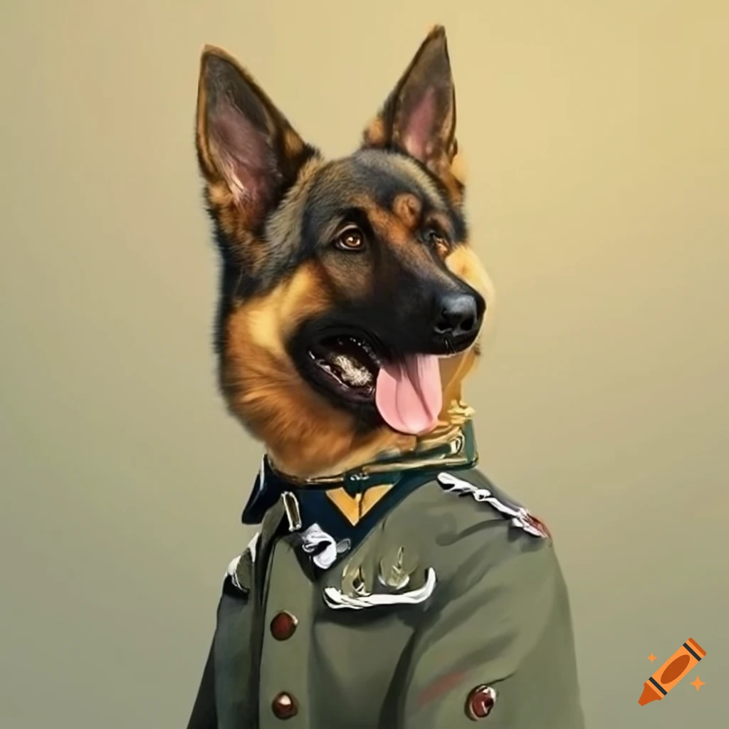 German shepherd dog in historical german attire on Craiyon