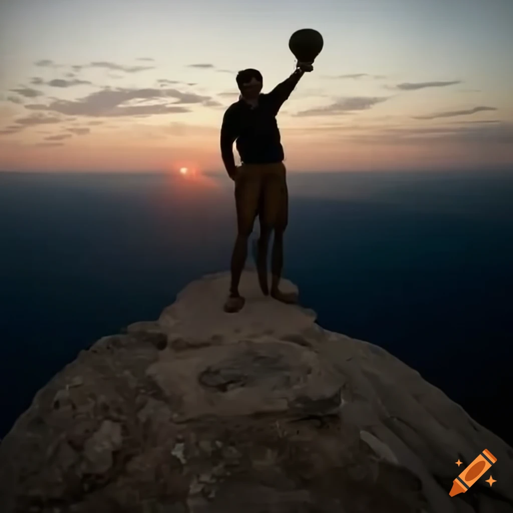 Man standing on top of the world