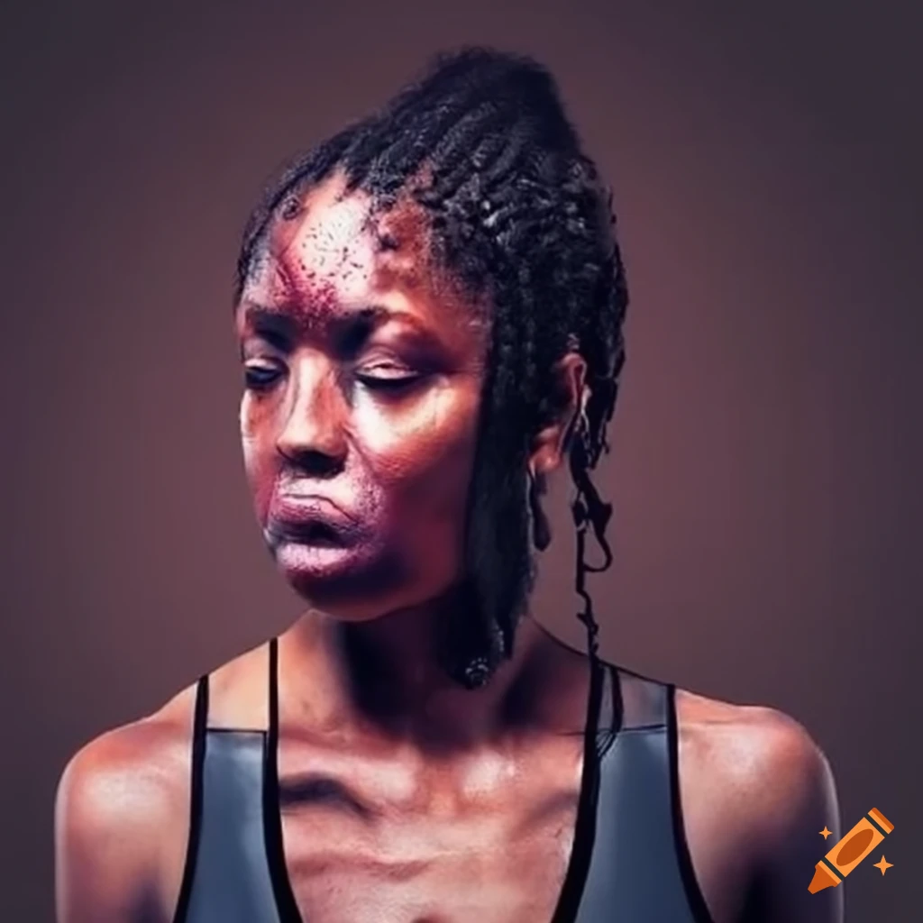 Brave fighter with bruises showing determination and strength