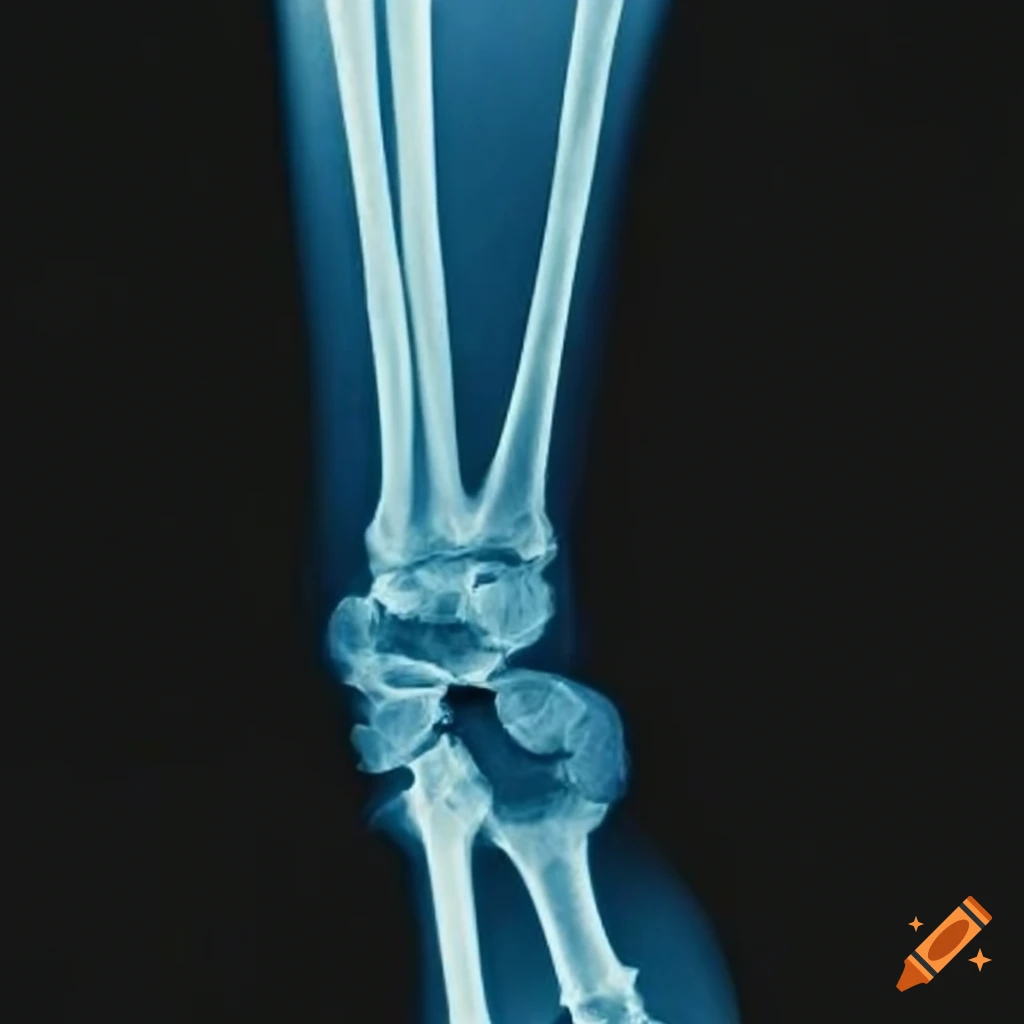 Xray showing a broken leg on Craiyon