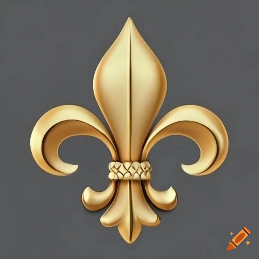 Elegant gold fleur de lys ornament on a pure white background on Craiyon