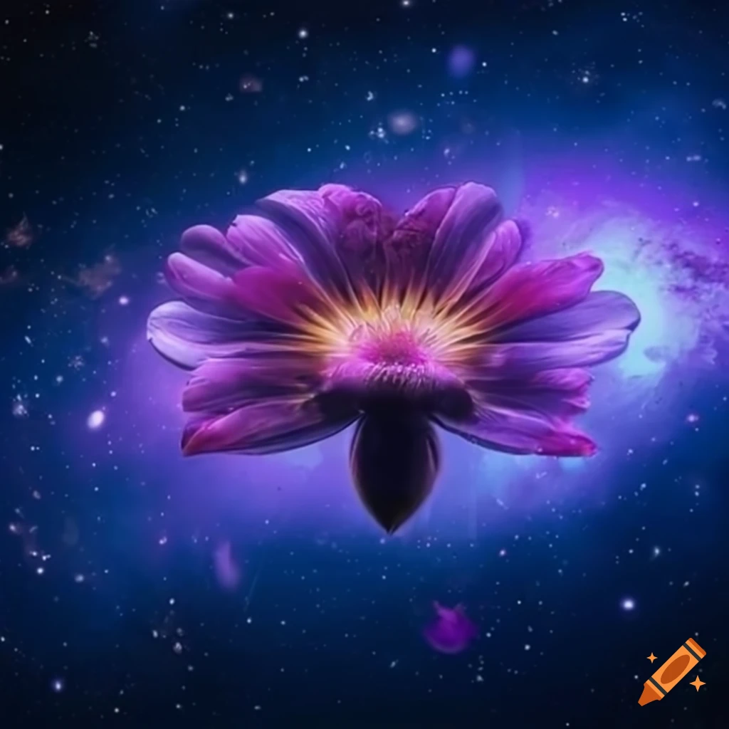 Ethereal flower floating in outer space on Craiyon