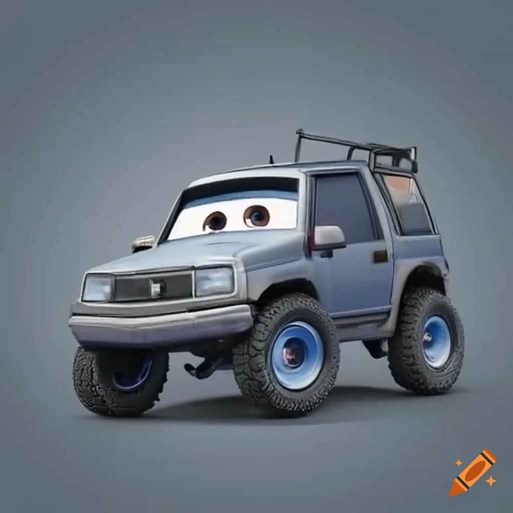 Lifted grey 1990 Suzuki Vitara inspired by Pixar Cars