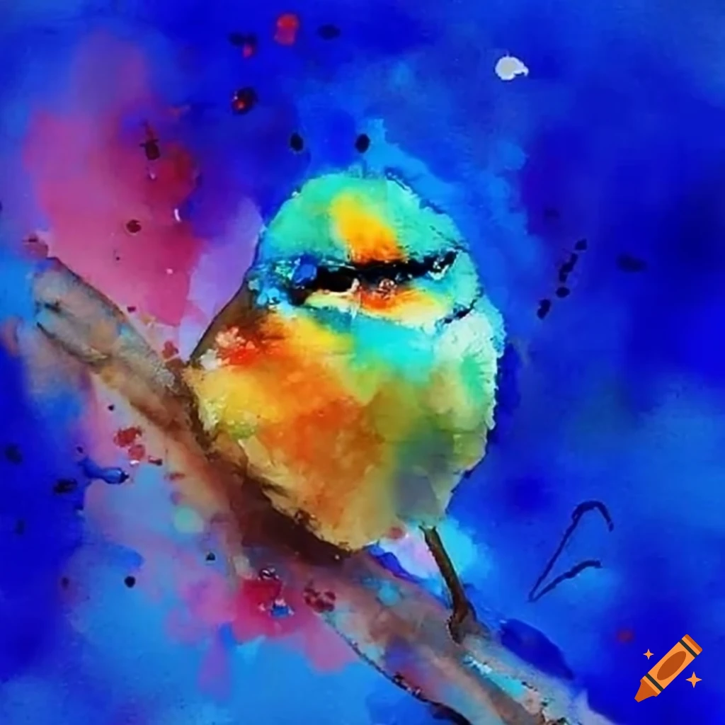 Colorful watercolor painting of a chickadee on Craiyon