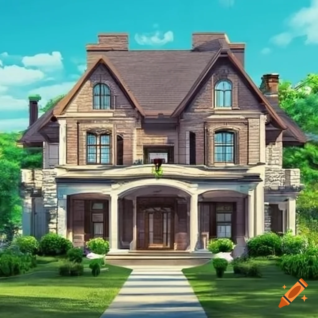 Exterior architectural design of a cottagecore mansion with two or more floors