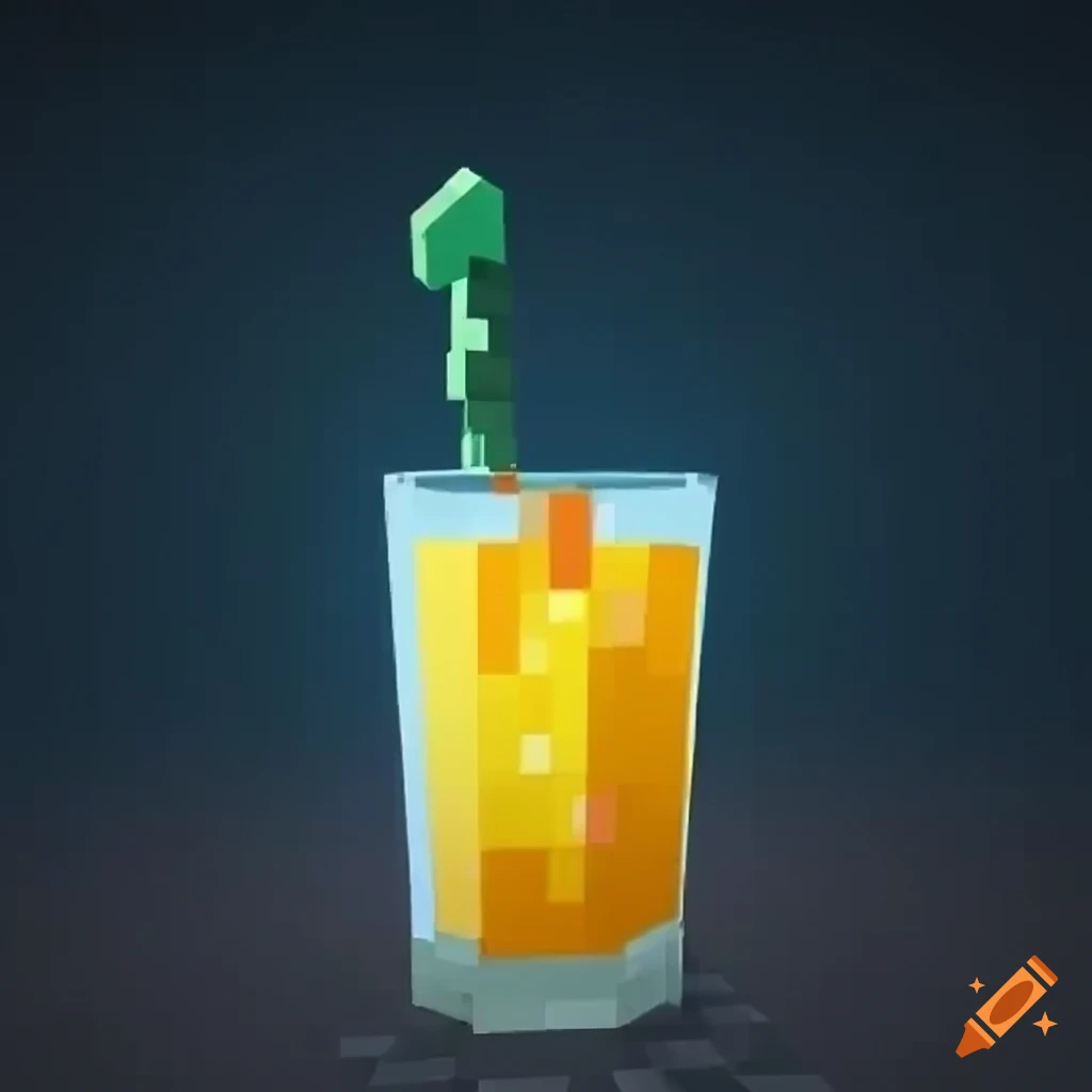 Glass of juice in minecraft on Craiyon
