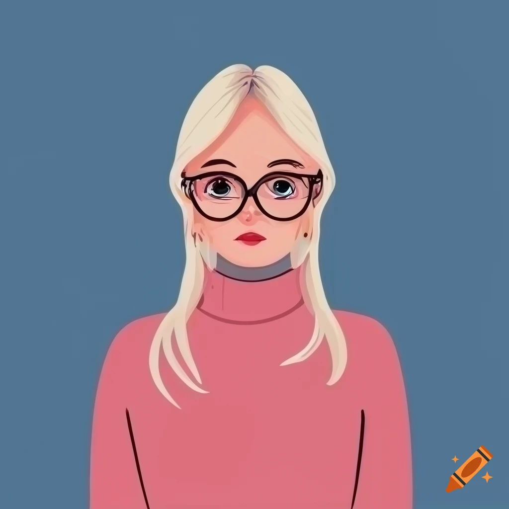 Young woman with platinum blonde hair, round glasses, and trendy ...
