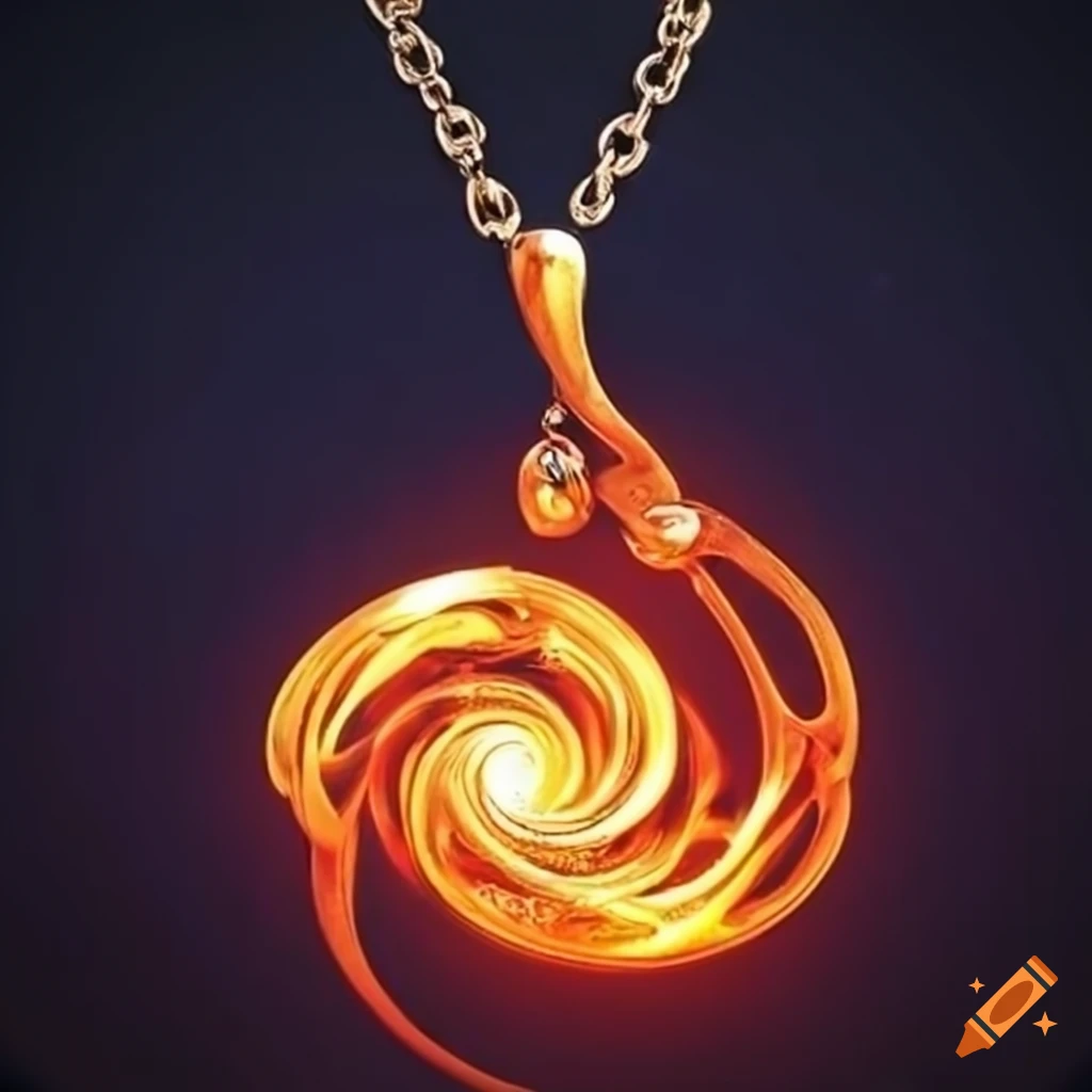 Intricate magical necklace of swirling fire on Craiyon
