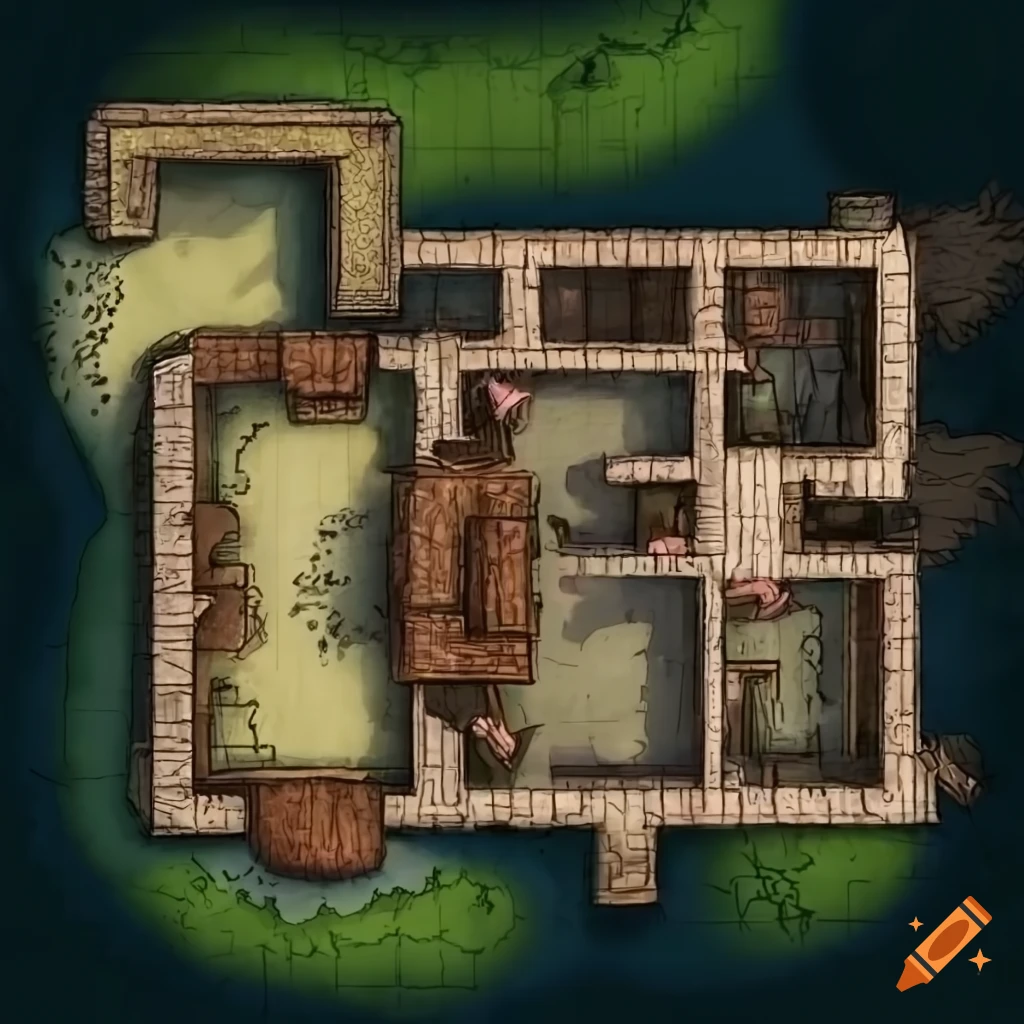 Dnd map of a large house on Craiyon