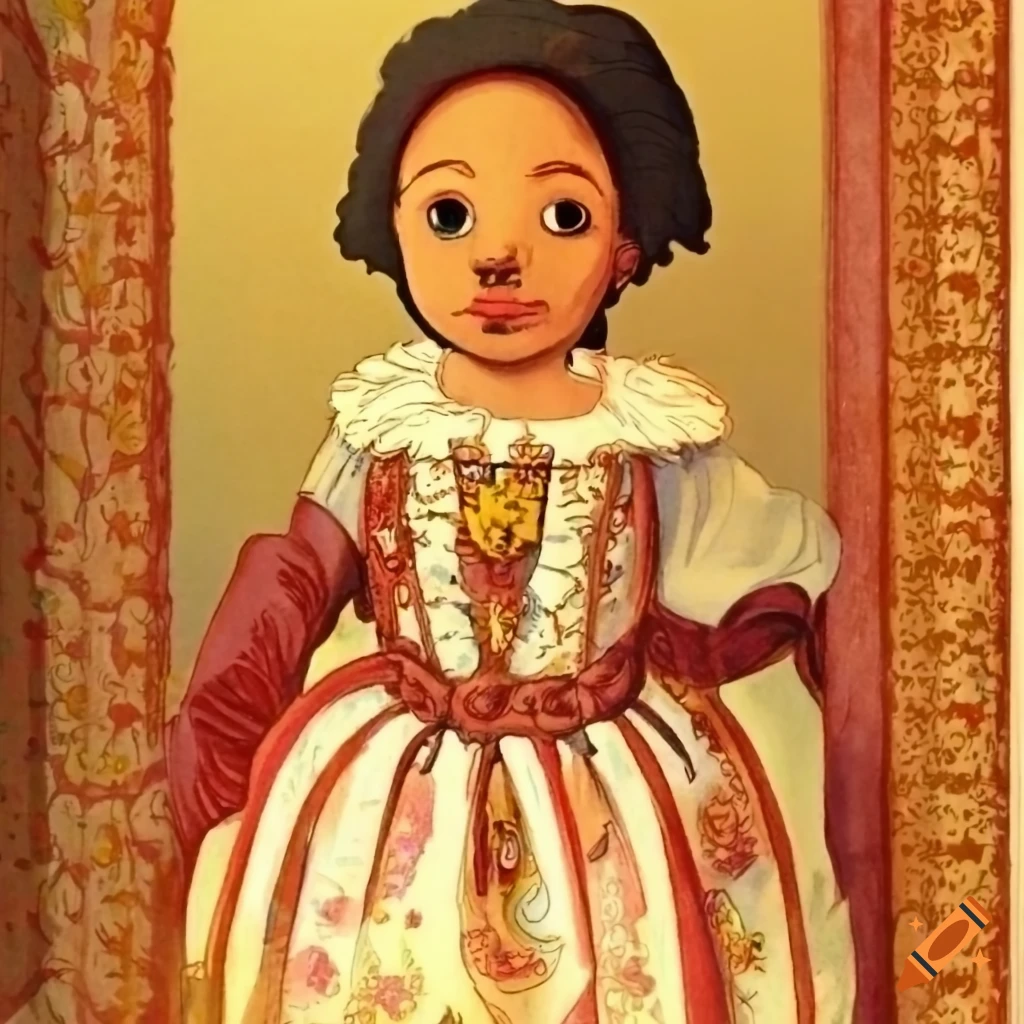 Illustrated characters of Portuguese Colonial style