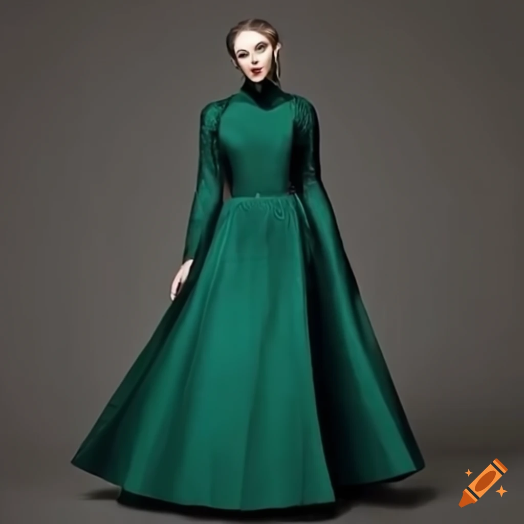 Emerald Green Silk Dress With Full Circle Skirt, Emerald Green