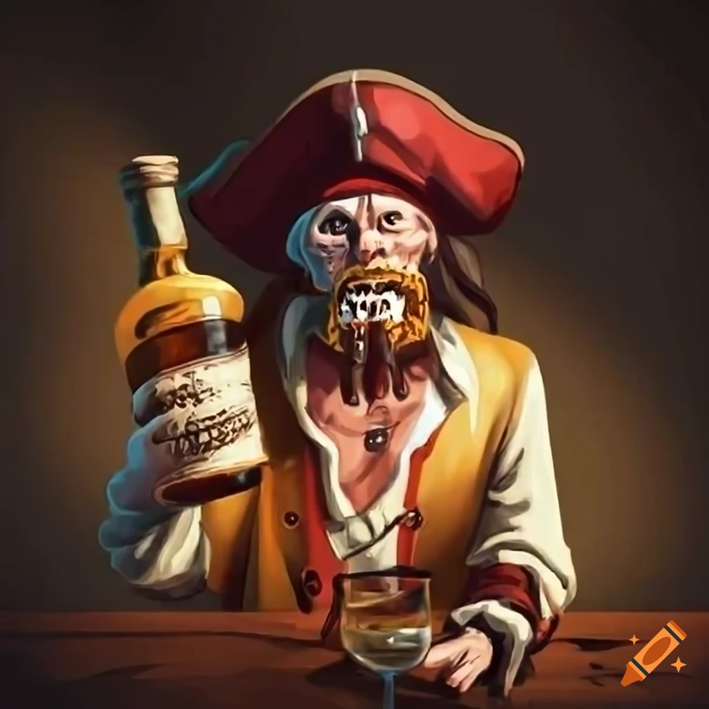 Pirate enjoying a bottle of rum on Craiyon