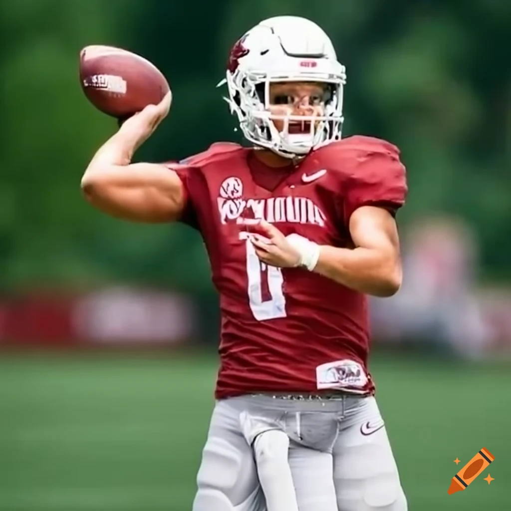 Arkansas Razorbacks quarterback throwing a pass in practice