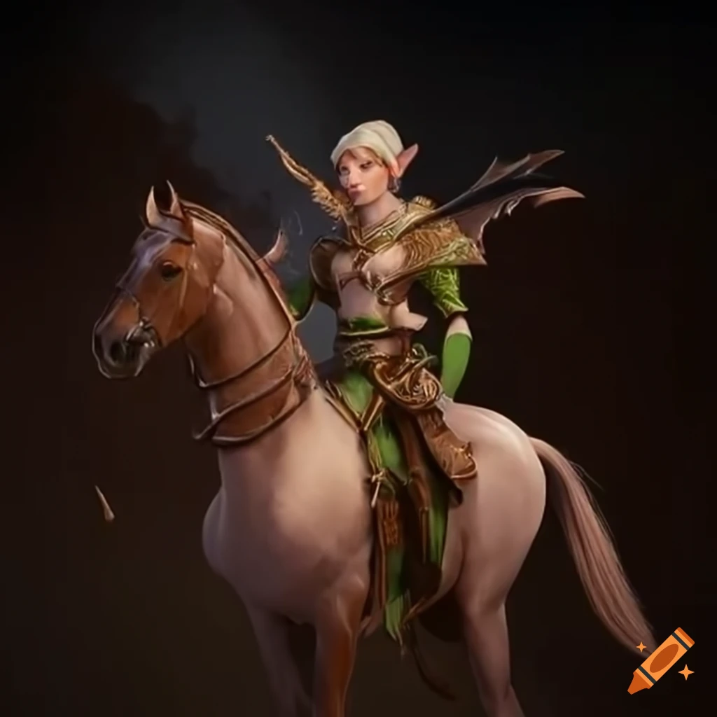 Elf riding a horse on Craiyon