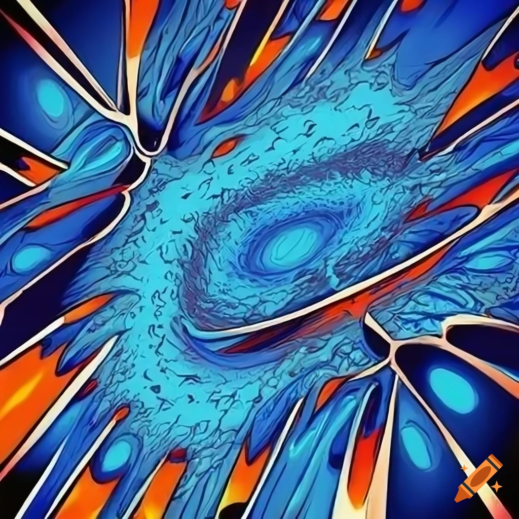 Comic-style blue abstract art on Craiyon
