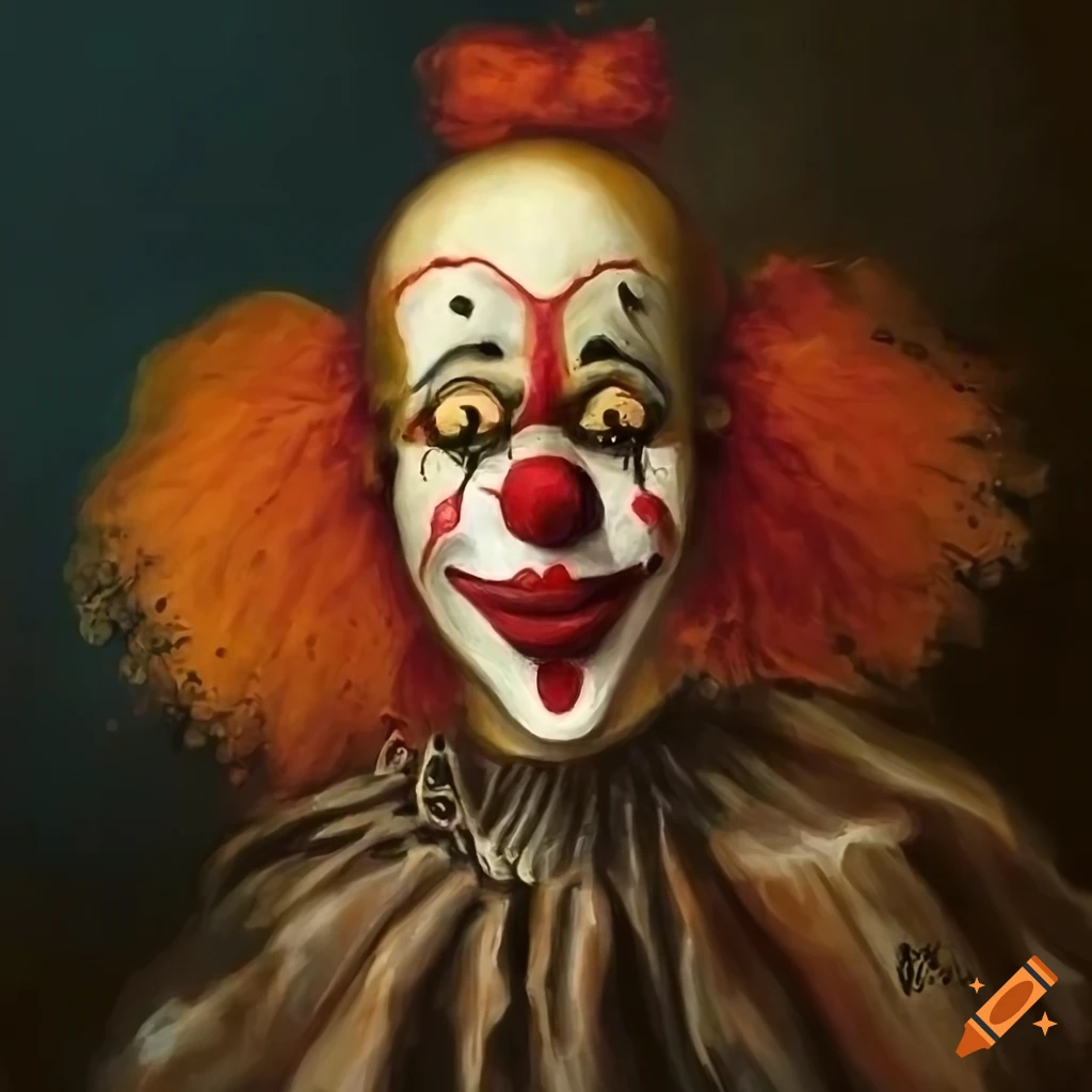 Creepy victorian era clown painting on Craiyon