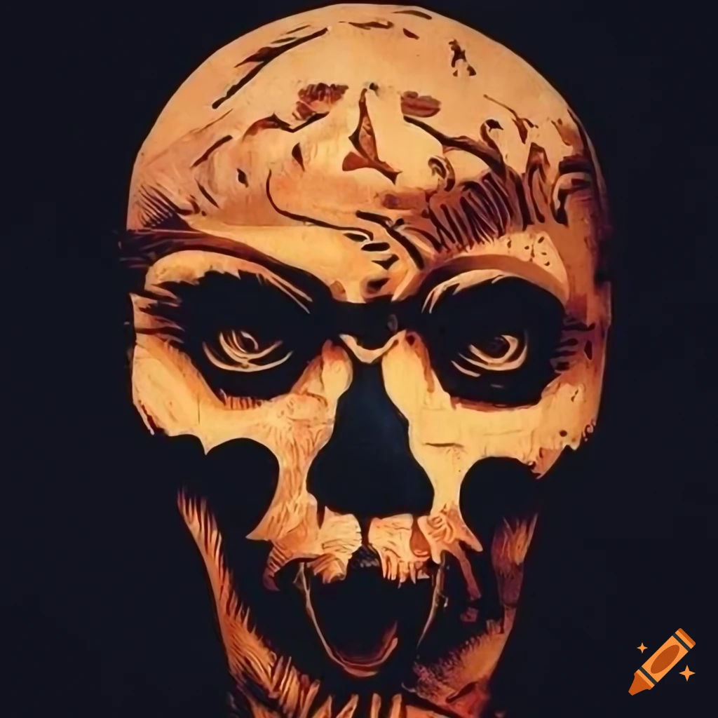 Woodblock print stave carving in high definition