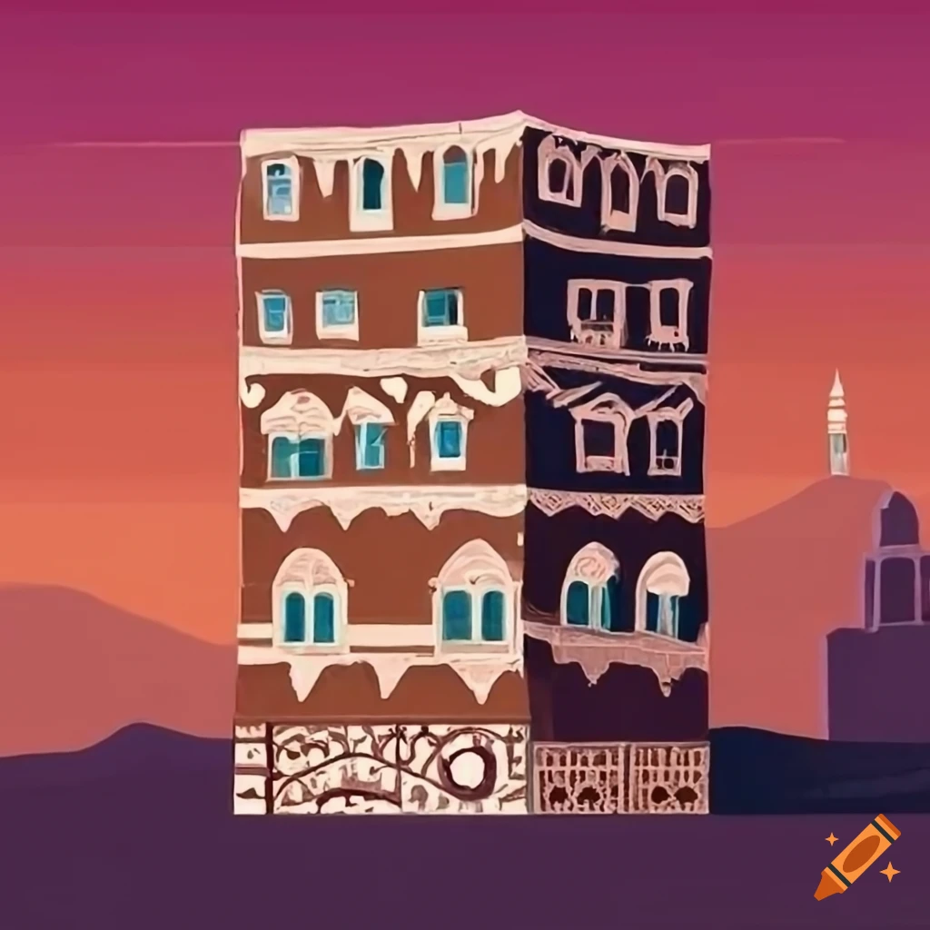 Historic building in Old Sanaa, Yemen