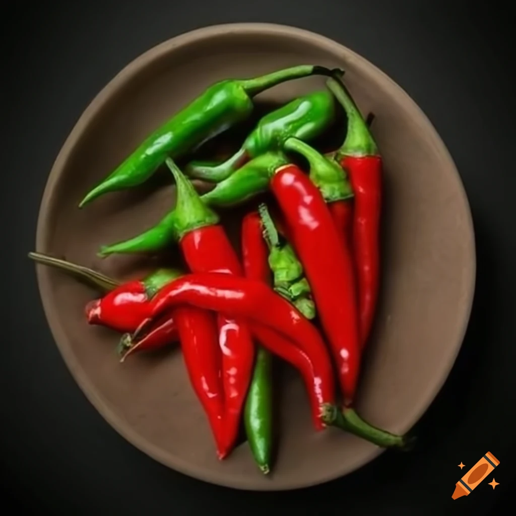 Red and green chili peppers on Craiyon