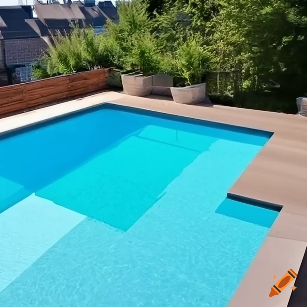 Rooftop fiberglass pool installation in high definition on Craiyon