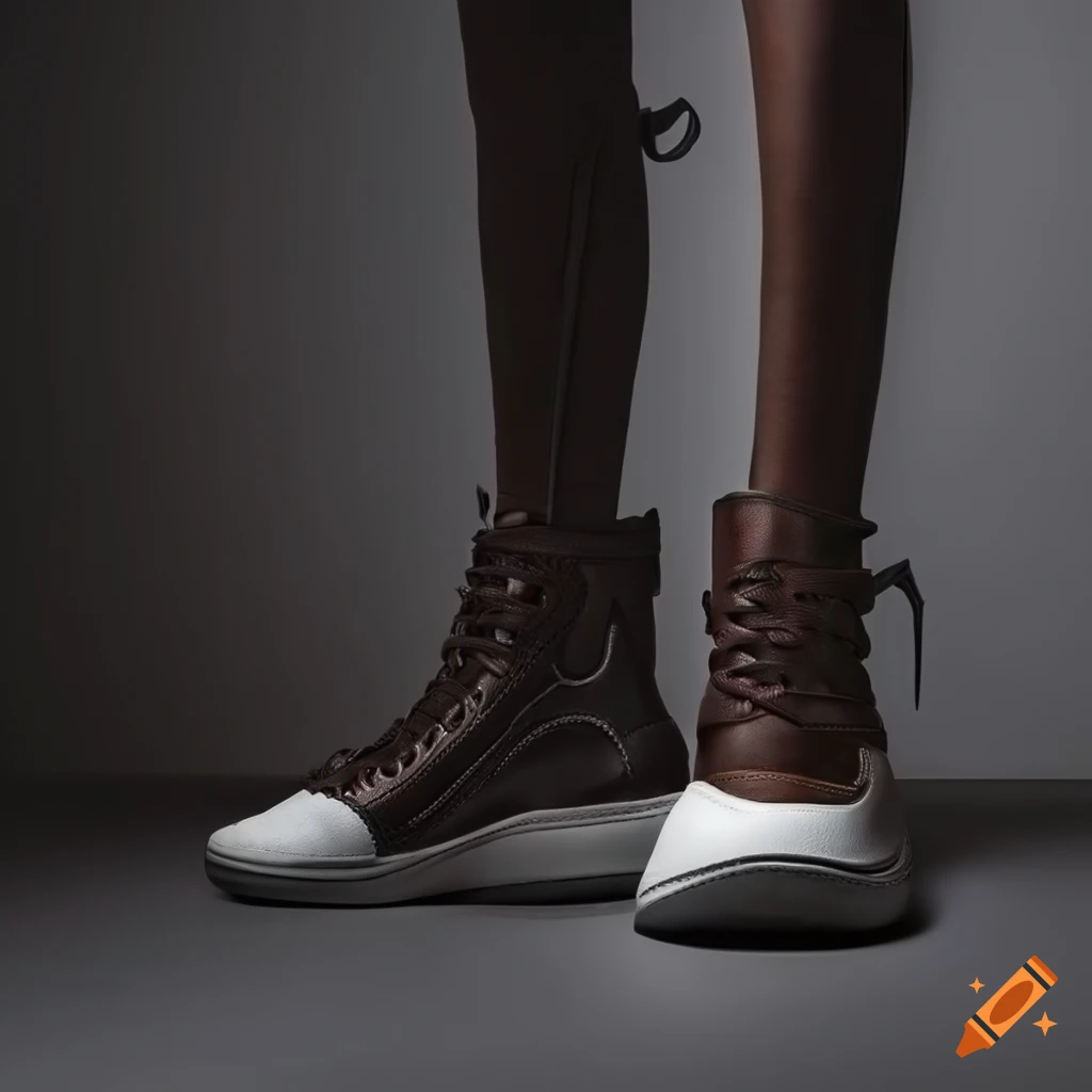 Modern minimalist leather midtop sneakers design on Craiyon