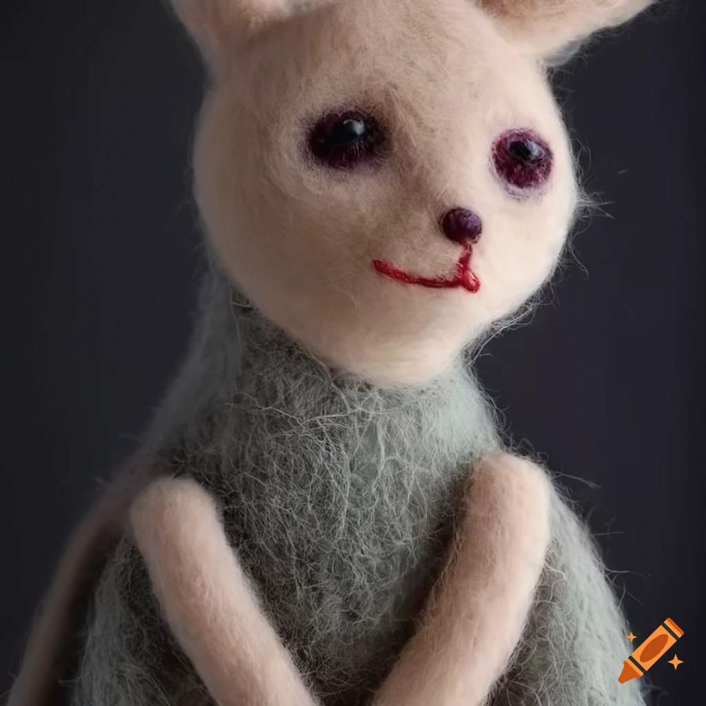 Detailed felted wool creatures with intricate clothing on Craiyon