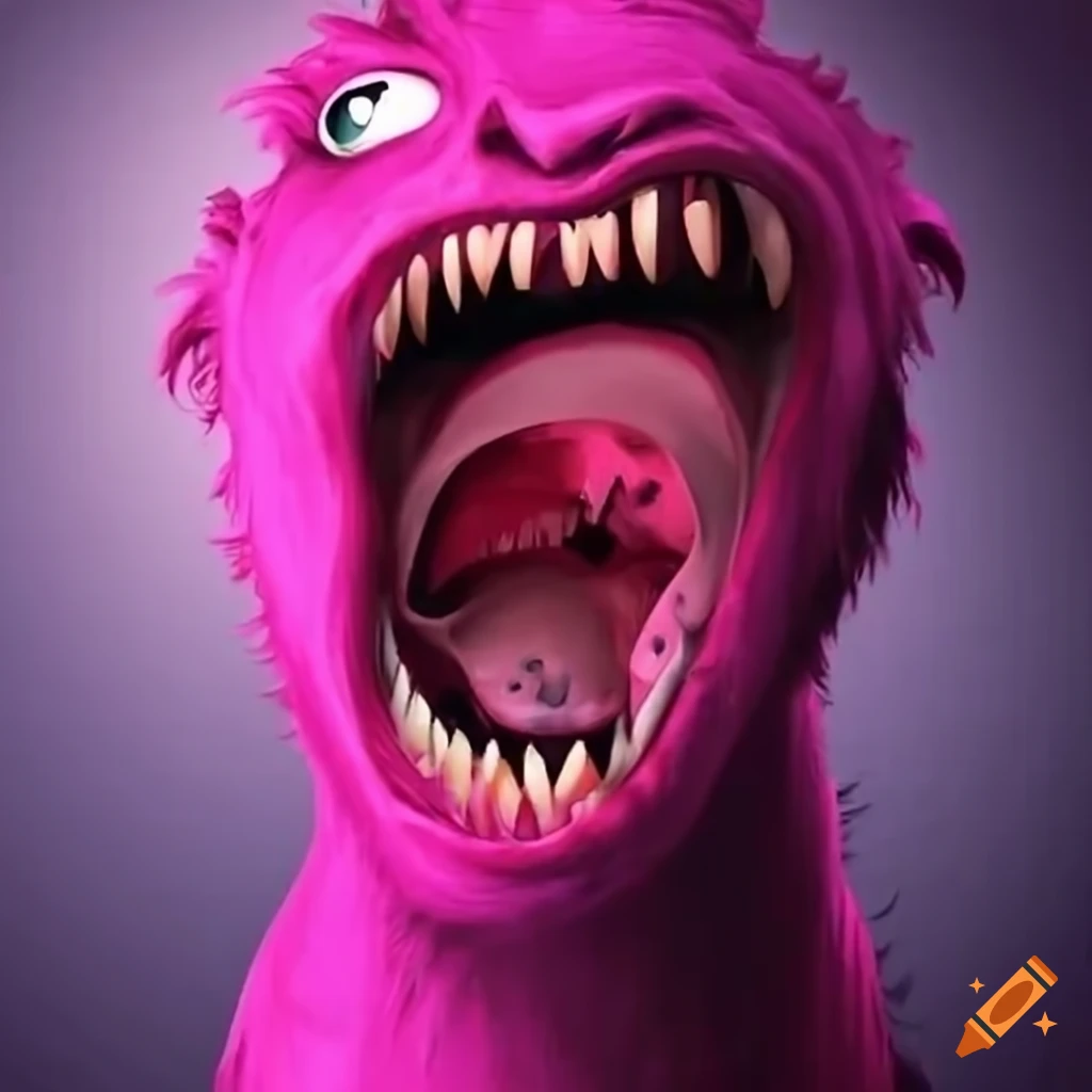 Angry monster pony with a frightening pink scream