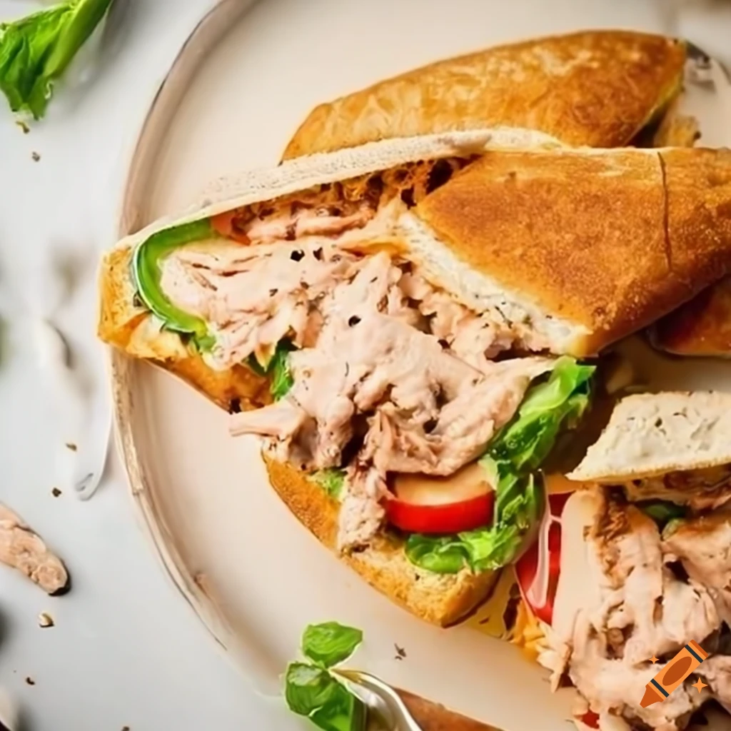 Cheesy chicken sandwich with pink hummus on Craiyon