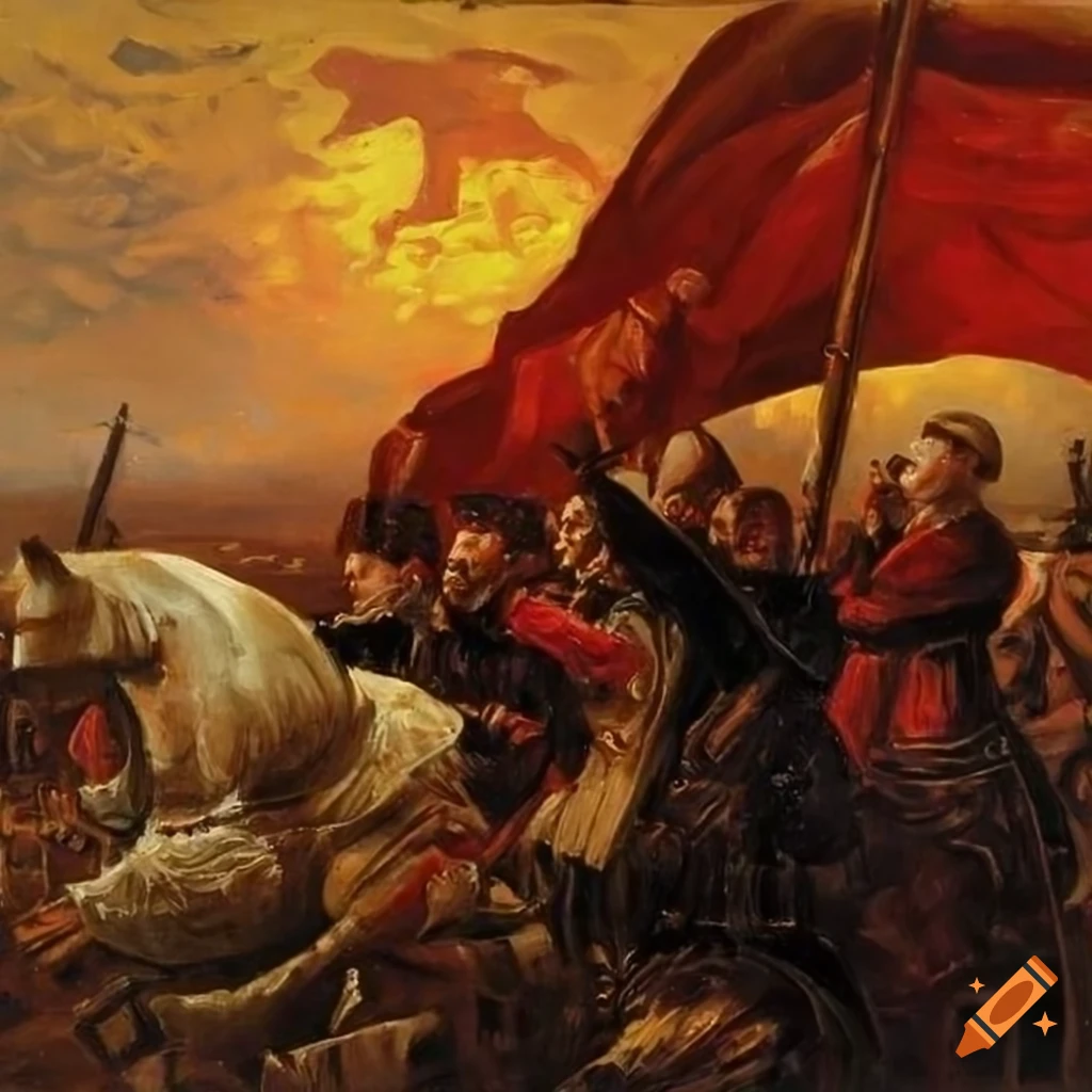 1917 October Revolution victory depicted in an oil painting