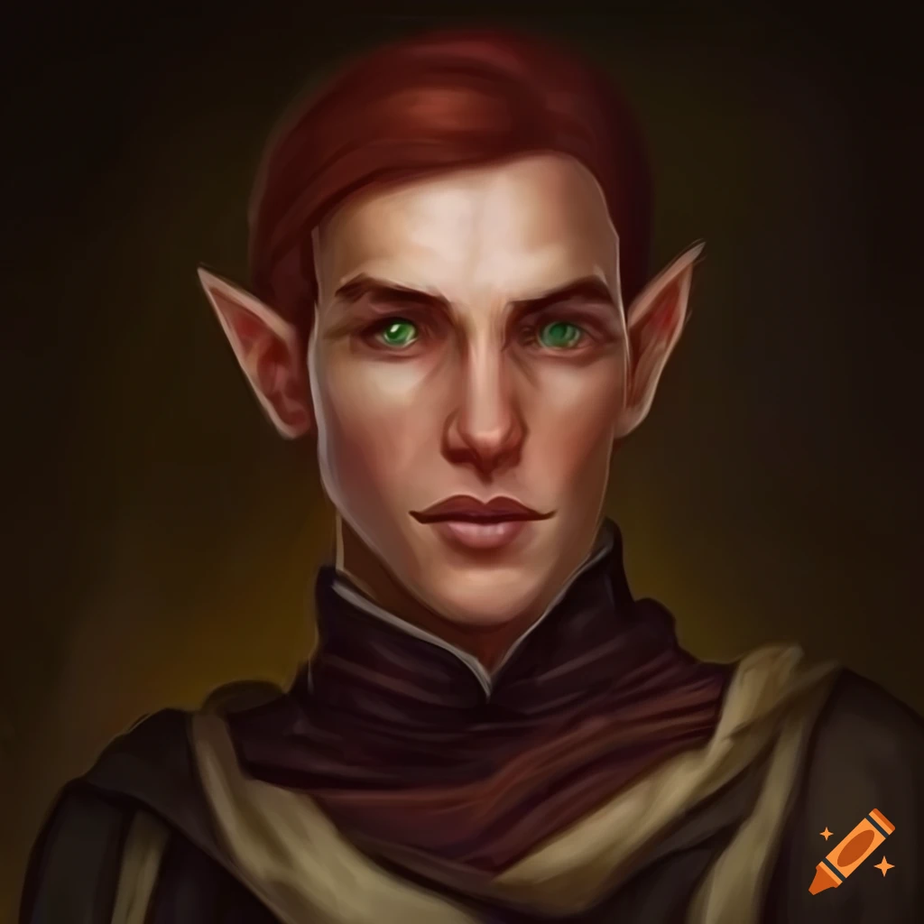 Realistic portrait of a law-abiding male half-elf magic-user on Craiyon
